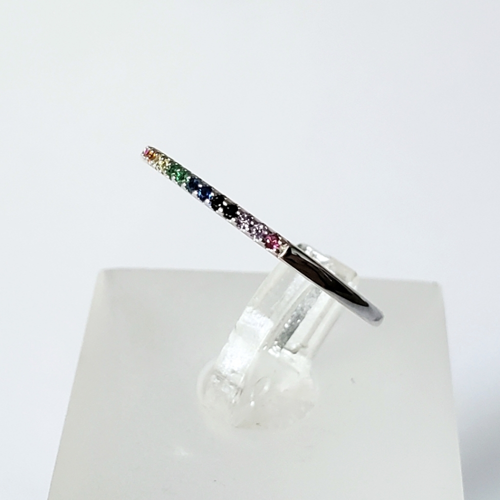 Sterling Pave Rainbow Band - Picture 5 of 8